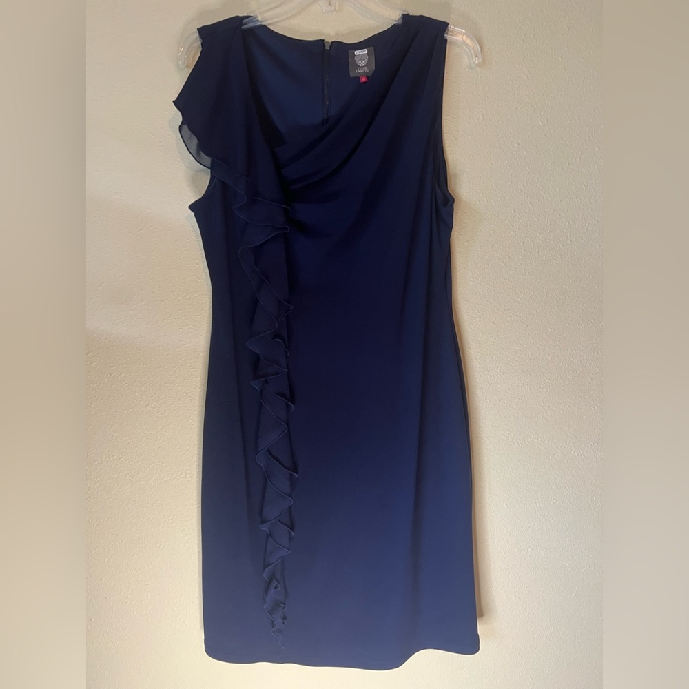 VINCE CAMUTO Women's Formal Sleeveless Navy Sheath Dress Size 14